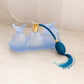 Vintage Small Blue Satin Dresser Set with Tray, Perfume Bottles & Jar