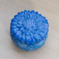 Vintage Small Dark Blue Slag Glass Flower Lidded Dish