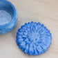 Vintage Small Dark Blue Slag Glass Flower Lidded Dish