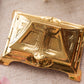 Vintage Small Brass Hinge Lid Divided Stamp Holder