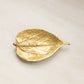 Vintage Small Bright Gold Tone Brass Leaf Trinket Dish
