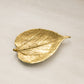 Vintage Small Bright Gold Tone Brass Leaf Trinket Dish