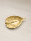 Vintage Small Bright Gold Tone Brass Leaf Trinket Dish