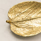 Vintage Small Bright Gold Tone Brass Leaf Trinket Dish