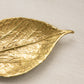 Vintage Small Bright Gold Tone Brass Leaf Trinket Dish