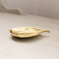 Vintage Small Bright Gold Tone Brass Leaf Trinket Dish