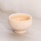 Vintage Small Circular Beige Milk Glass Footed Bowl with Weave Designs
