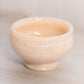 Vintage Small Circular Beige Milk Glass Footed Bowl with Weave Designs