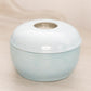 Vintage Small Circular Blue Ceramic Glass Hair Receiver Jar