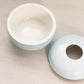 Vintage Small Circular Blue Ceramic Glass Hair Receiver Jar