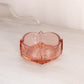 Vintage Small Circular Pink Glass Dish with 4 Pointed Edges