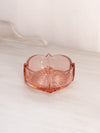 Vintage Small Circular Pink Glass Dish with 4 Pointed Edges