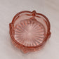 Vintage Small Circular Pink Glass Dish with 4 Pointed Edges