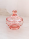 Vintage Small Circular Pink Glass Lidded Dish