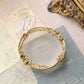 Vintage Small Clear Frosted Glass Dish with Gold Tone Floral Rim