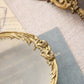 Vintage Small Clear Frosted Glass Dish with Gold Tone Floral Rim