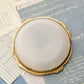 Vintage Small Clear Frosted Glass Dish with Gold Tone Floral Rim