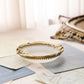 Vintage Small Clear Frosted Glass Dish with Gold Tone Floral Rim