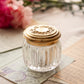 Vintage Small Clear Glass & Gold Tone Metal Dresser Jar
