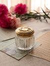 Vintage Small Clear Glass & Gold Tone Metal Dresser Jar