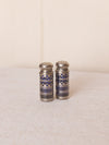 Vintage Small Cobalt Glass & Silver Tone Salt & Pepper Shakers