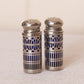 Vintage Small Cobalt Glass & Silver Tone Salt & Pepper Shakers