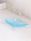 Vintage Small Diamond Blue Glass Dish with Hobnail Bottom