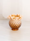 Vintage Small Fenton Amber Opalescent Glass Hobnail Vase