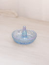 Vintage Small Fenton Blue Iridescent Glass Ring Holder