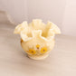 Vintage Small Fenton Cream Satin Glass Vase with Floral Designs