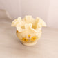 Vintage Small Fenton Cream Satin Glass Vase with Floral Designs