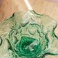 Vintage Small Fenton Green Glass Strawberry Footed Dish