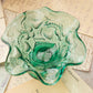 Vintage Small Fenton Green Glass Strawberry Footed Dish