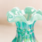 Vintage Small Fenton Teal Green Iridescent Opalescent Glass Vase