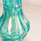 Vintage Small Fenton Teal Green Iridescent Opalescent Glass Vase