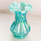 Vintage Small Fenton Teal Green Iridescent Opalescent Glass Vase
