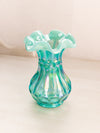 Vintage Small Fenton Teal Green Iridescent Opalescent Glass Vase