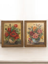 Vintage Flowers in Vase Small Paintings (Set of 2)
