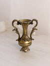 Vintage Small Gold Tone Metal Floral Handled Vase (Made in Italy)