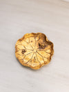 Vintage Small Gold Tone Metal Lily Pad Dish with Frog on Top
