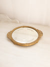 Vintage Small Gold Tone Metal Mirror Tray Etched Details