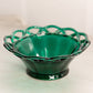 Vintage Small Green Glass Bowl with Lattice Edge