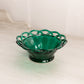 Vintage Small Green Glass Bowl with Lattice Edge