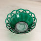 Vintage Small Green Glass Bowl with Lattice Edge
