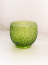 Vintage Small Green Glass Daisy and Button Bowl