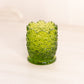 Vintage Small Green Glass Daisy & Button Toothpick Holder
