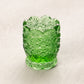 Vintage Small Green Glass Daisy & Button Toothpick Holder
