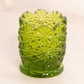 Vintage Small Green Glass Daisy & Button Toothpick Holder