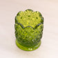 Vintage Small Green Glass Daisy & Button Toothpick Holder
