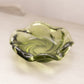 Vintage Small Green Glass Swirl Dish with Textured Bottom
